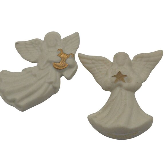 VTG Brooch 2PC Lenox White Stoneware Porcelain Angel GoldTone Religious Keepsake - Picture 5 of 13